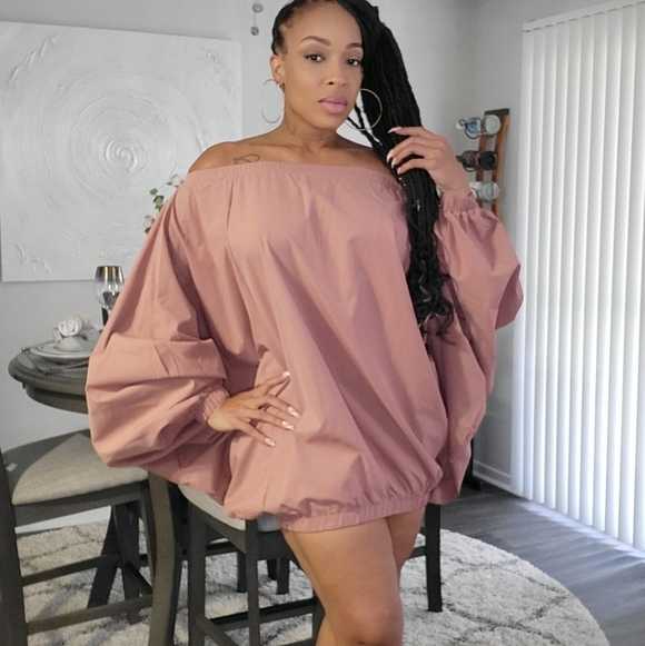 Mauve off the shoulder mini dress - Picture 4 of 5